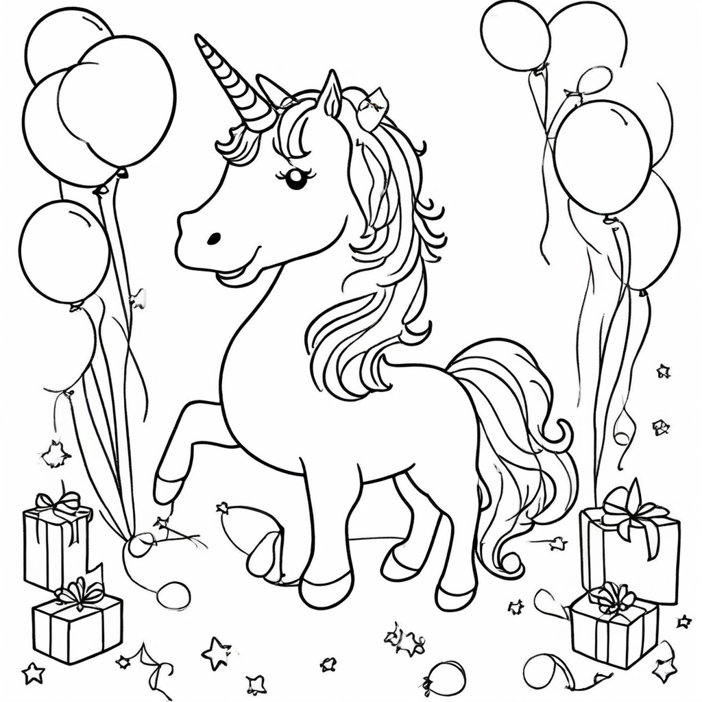 "Unicorn Dancing with Colorful coloring page from Unicorn theme - free printable line art for kids and adults