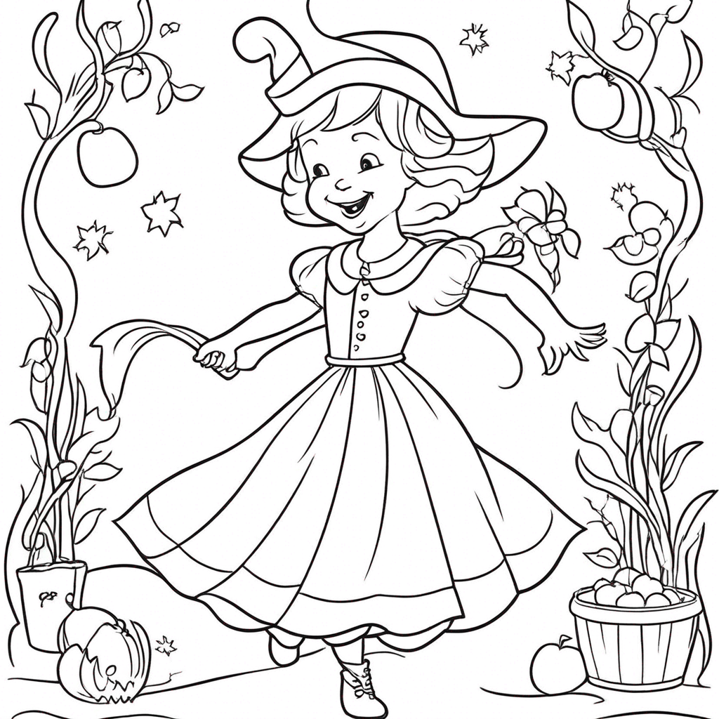 Cheerful Wicked Dancing Among coloring page from Wicked theme - free printable line art for kids and adults