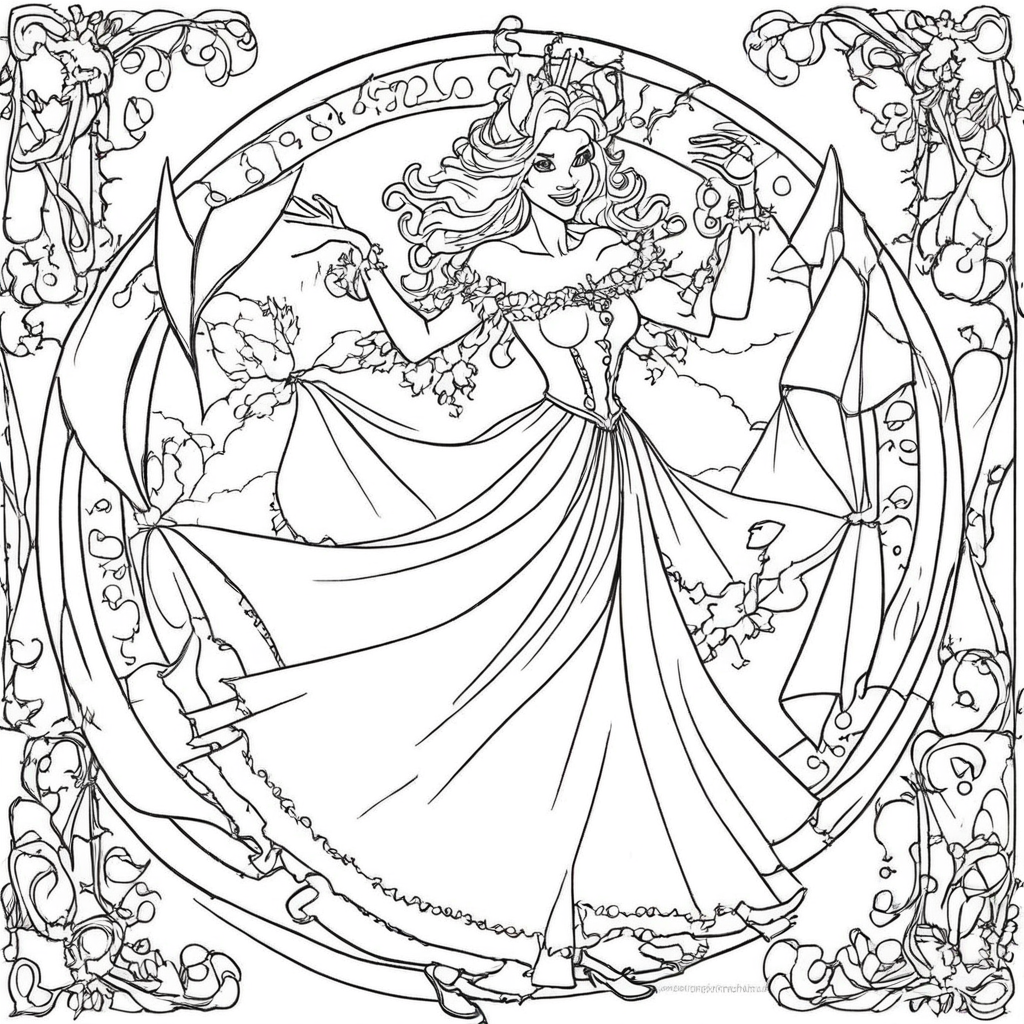 "Wicked Witch Casting Magical Spells" coloring page from Wicked theme - free printable line art for kids and adults