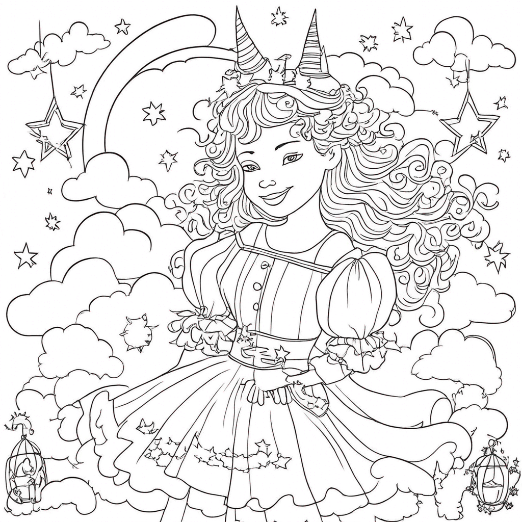 Wicked Stars Dreaming Adventure coloring page from Wicked theme - free printable line art for kids and adults