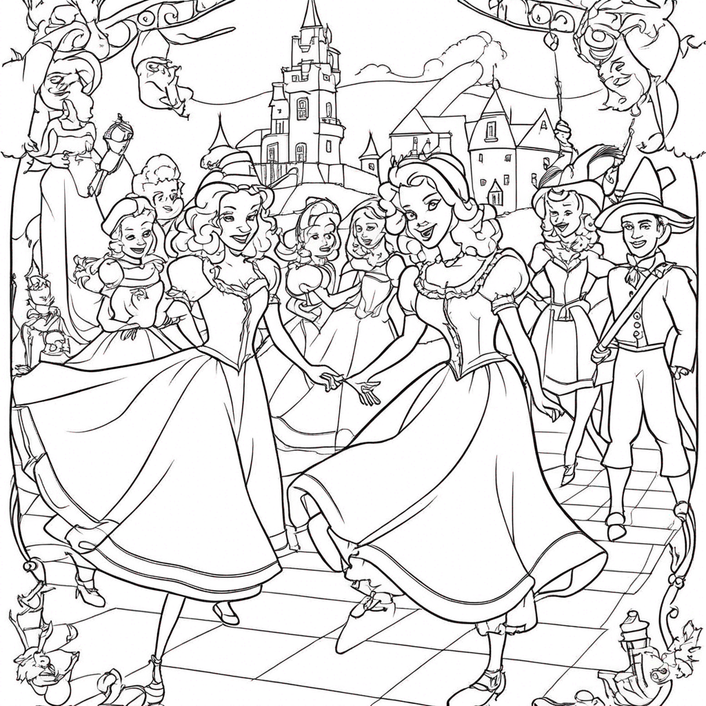 Wicked Frolicking with Colorful Creatures coloring page from Wicked theme - free printable line art for kids and adults