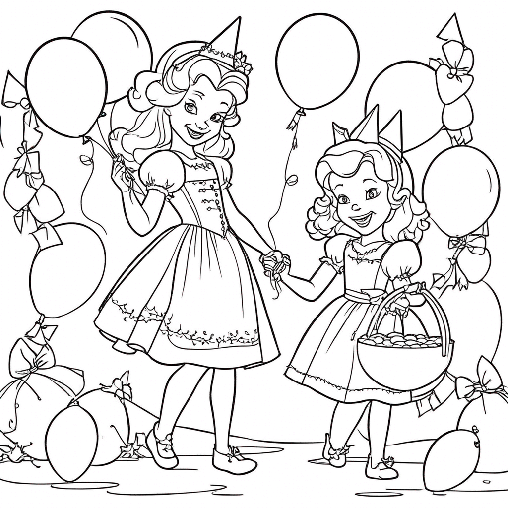 "Wicked Monsters Balloon Fiesta Fun" coloring page from Wicked theme - free printable line art for kids and adults