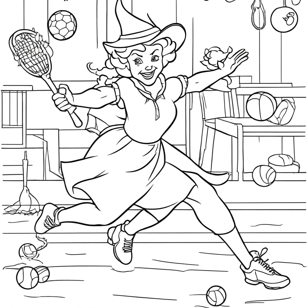 Wicked Wizards Playing Magical Soccer coloring page from Wicked theme - free printable line art for kids and adults